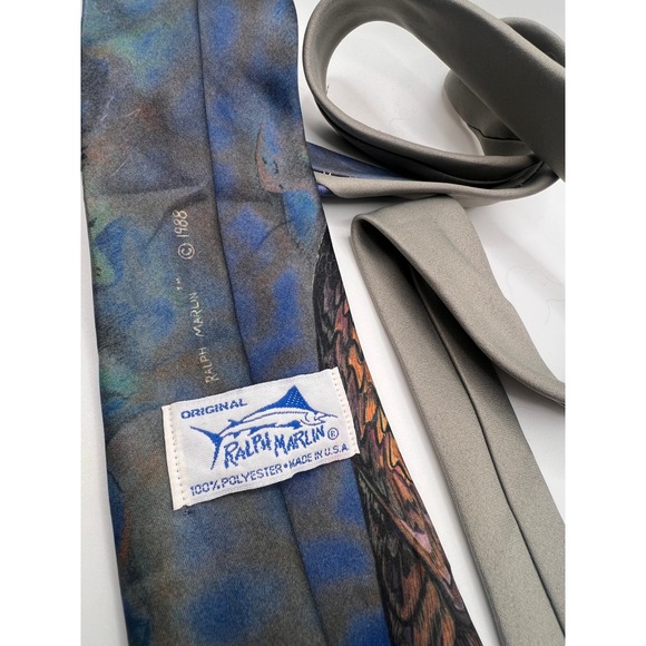 Vintage Ralph Marlin Pheasant Bird Turkey Novelty Necktie 1988 Men's USA Made - Picture 4 of 4